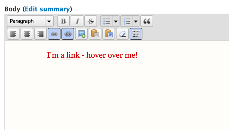 Create your link in the WYSIWYG editor in UNLcms