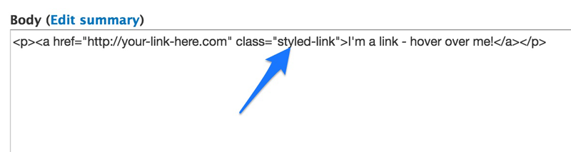 Add a class to your link in the HTML editor