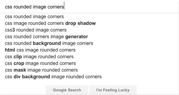 screenshot of google search suggestions
