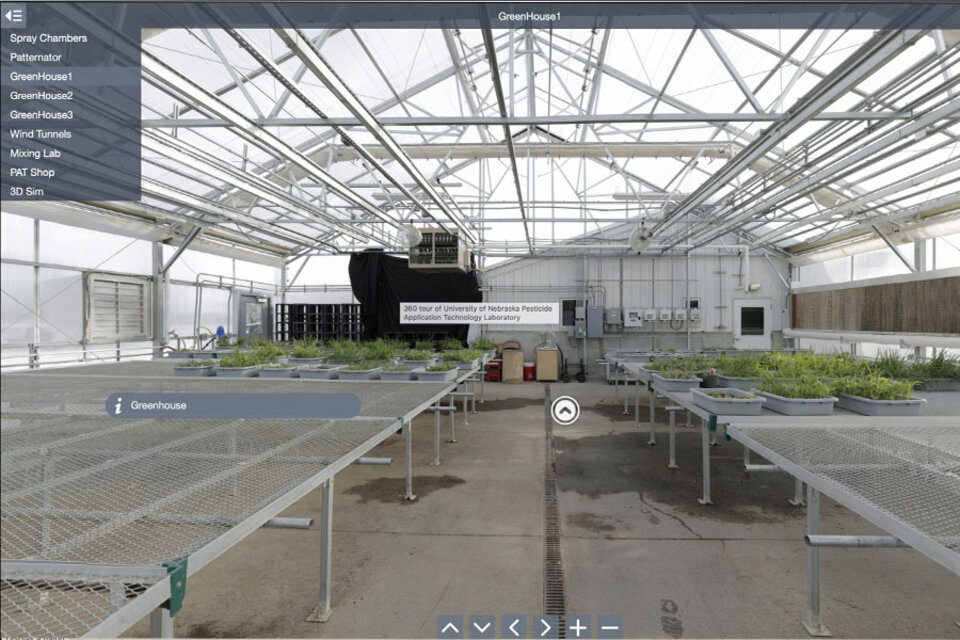 Inside a greenhouse at the PAT Lab in North Platte, NE